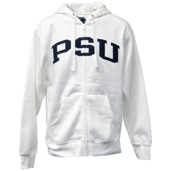 white full zip hooded sweatshirt PSU appliqué